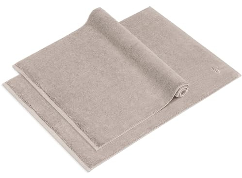 herzbach home Premium Badvorleger PURA | 50 x 70 cm 2er Set | 100% Baumwolle | Badteppich Doppelpack | Farbe: Sandgrau