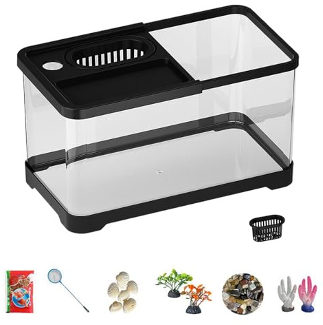 Gallon Fish Tank - goldfishs Tanks, Fishs Habitat Tank | Mini Fish Tanks Kits with Led Light and Filter, Compact Desktop Aquarium for Home, Kids Room, Dorm, goldfishs, GUPPIESs, Aquatic Plants