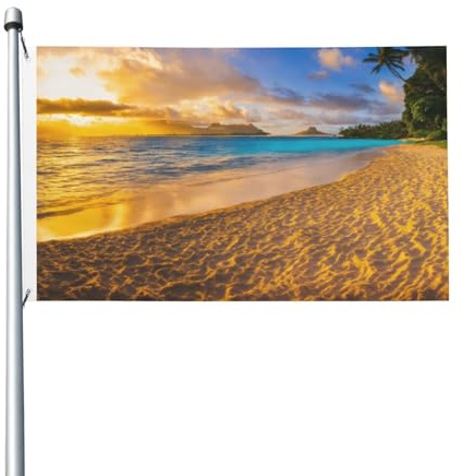 Gartenflagge mit Sonnenuntergang und Hawaii-Palmen-Druck, 90 x 150 cm