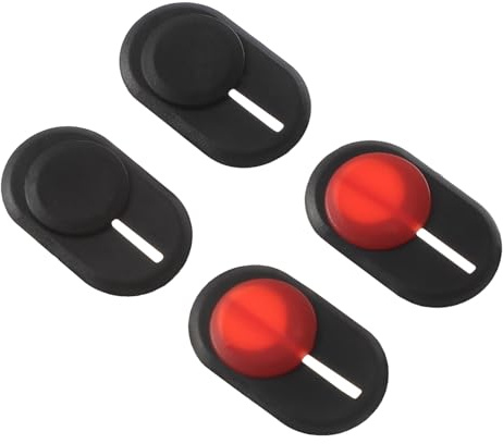 ROMISBABA 4 Piezas Cubierta de Cámara para Privacidad Protector Multiusos para Teléfono Tablet y Webcam Fácil Instalación Diseño Delgado y Seguro Colores Negro y Rojo