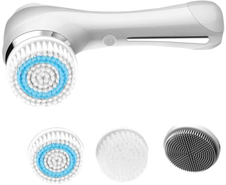 NUOBESTY Elektrische Gesichtsreinigungsbürste aus Silikon Tragbarer Gesichtsmassage Induktor Weiß Sanftes Peeling und Porentiefe Reinigung für Damen und Mädchen Kompakt für Zuhause und