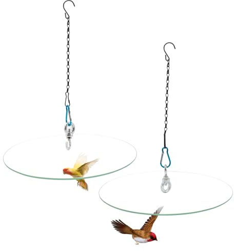 2 Stück Vogelfutterstation Glas Schutzkuppel 28,5 cm transparente Kuppel Regenschutz Schutzhülle für Hängende Vogelhäuschen mit Ketten