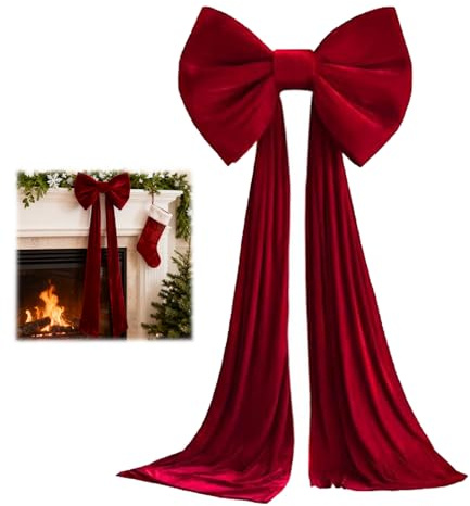 Fiocco Per Puntale Per Albero Di Natale, fiocchi albero, Extra Large, fiocco velluto rosso, In Velluto Rosso, Per Decorare La Casa, puntale Fiocco Per Albero