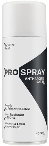 BEST IDEAS UK Pro-Spray 3-in-1 Heat Resistant Radiator Paint, Anthracite Satin, Non-Yellowing, 100°C Heat Resistant, For Radiators, Towel Rails & Metal Surfaces