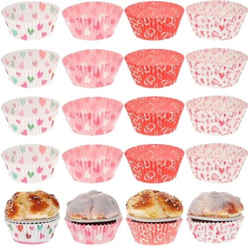 BESPORTBLE 400 Pirottini di Carta a Forma di Cuore per Cupcake Pirottini per Muffin da Forno per Matrimoni e Festa degli Innamorati Set da 400 Pezzi per Dolci e Dessert