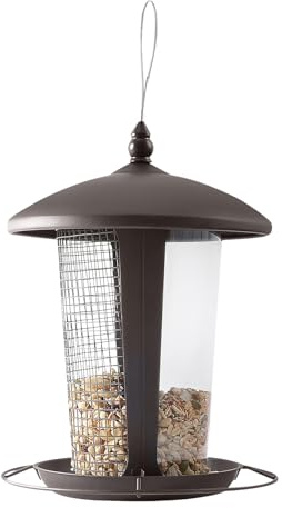 s para Aves Exterior - Resistente para Aves Silvestres con Techo Metálico | Estación de Alimentación Impermeable para Carboneros | para Exterior Jardín Patio Árbol Balcón