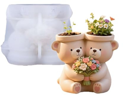 Facile da demolire a forma di orso vasi di fiori in silicone per Customes gioielli titolari e forniture artigianali calcestruzzo decorativo