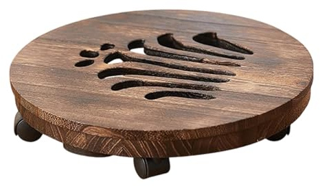 ZGUZMCMK Support à Plantes Roulant en Bois avec roulettes, Base Ronde, Plateau pour Pots de Fleurs, Chariot à Plantes, Idéal pour La Décoration de Balcon, 30cm Style A