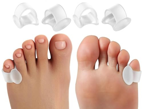 Uranbee Separador Dedos Pie 4 Unidades – Protector Silicona Meñique Doble Anilla, Ideal para Evitar Roce con Calzado Estrecho, Transparente Reutilizable