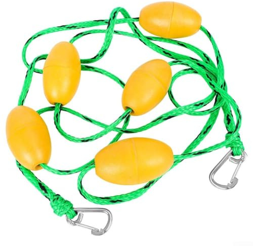 Corda divisoria di sicurezza per piscina, con bottoni a pressione in acciaio inox, galleggianti in polietilene resistente ai raggi UV, per piscine fuori terra, spiagge, corsi d'acqua, lunghezza 4,9 m