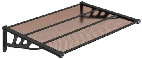 hliofuir Marquesina para puerta negra de policarbonato de 122 x 90 cm, de placas huecas de policarbonato con soporte de ABS, protección contra la lluvia para casas de una y dos familias