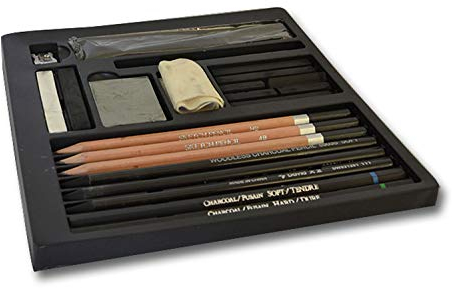 Honsell Jaxell Zeichenkohle Set, 24 teilig, ideale Grundausstattung für Künstler, Kunststudenten und Anfänger