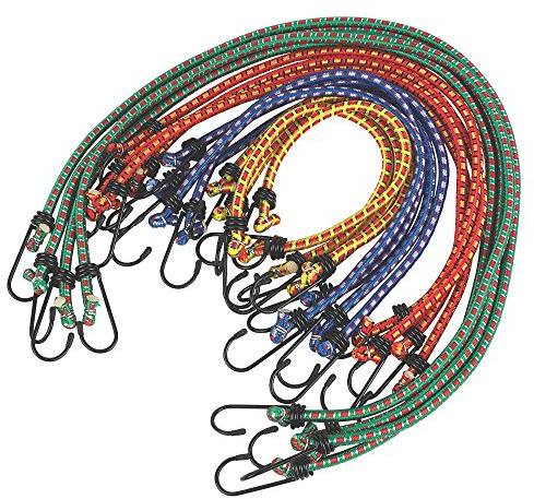 Heavy Duty Bungee Cords 12 Pack Shock Cord Ties Tent/Tarp Fixings Heavy Duty Outdoor Bungie Straps to Packing for Camping, Tent, Storing Packages, Fastening