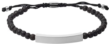 Fossil Vintage Casual Herren Halbedelstein- oder Edelstahlarmband mit Schieberverschluss