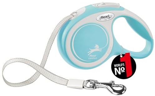 flexi® Comfort XS Hunde Roll-Leine, Optimierter Komfort, 3m Gurt,Hellblau