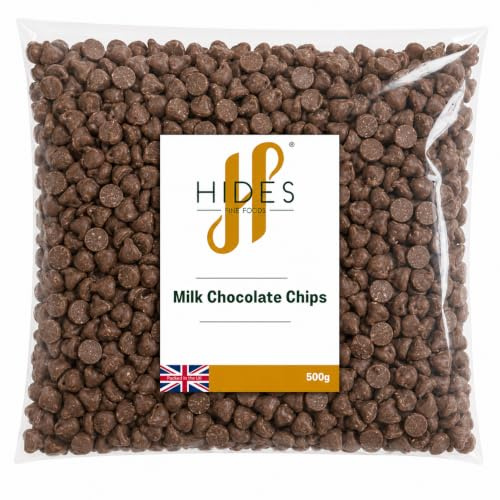 Hides Fine Foods - Milk Chocolate Chips -500g - GMO - Free - Suitable for Vegetarians - Baking - Desserts - Cookies - Ganache - Muffins - Cakesicles - Cakes - Cupcakes -Tempering - Chocolate Mocha