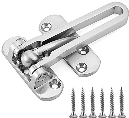 Door Lock Latch for Home & Hotel Security,Brushed Finish SUS-304 Stainless Steel Door Chain Lock,U-Swing Locks Front Door Locks for Kids (Silver)
