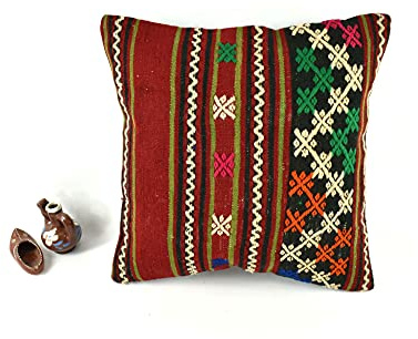 kelim kissen 40x40 cm handgefertigt kelim kissenbezug orientalische kissen kopfkissen viereckig dekorative bohemian kissenhülle dekokissen sofakissen zierkissen code A2532