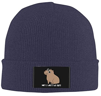 494 Män kvinnor vanlig stickad hatt oroa dig inte söt capybara stickade vintermössor mode stickade mössor mössa mjuk kemohatt för utomhus löpning sport, Mössa hatt 39