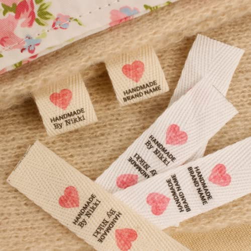 personalisierte etiketten zum nähen,namensschilder für kleidung,handmade label zum annähen,aufbügelbilder,Nähen & Stoffe,DIY,Kleideretiketten,Handarbeiten wie Taschen,Hüte,Kleidung usw. (Beige,50P)