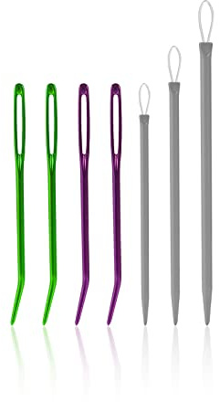 7 Piezas Agujas de Costura a Mano, Acero Inoxidable Aguja Roma Aguja de Tapicería Aguja de Lana Aguja de Macramé Agujas de Tejer de Costura para Proyectos de Ganchillo (3 Estilos)
