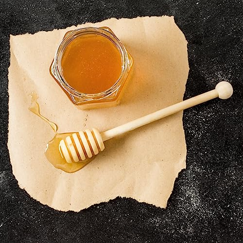 Powersell Dosamiele Cucchiaio in Legno 15,5 cm per Vaso di Miele Bastoncino Dosa Miele Cucchiaino Honey Dipper Stick Spargimiele Bomboniera per Battesimo, Matrimonio