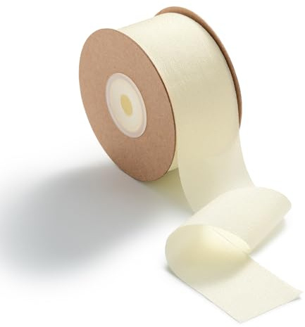 MORSUNBELA Geschenkband Breit Schleifenband Hochzeit Dekoband Beige | Breites Geschenkband aus Chiffon und Stoff,elegantes Schleifenband,Seidenband Dekoband für Geschenke,Hochzeit und Schleifen