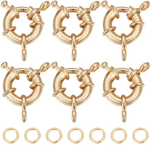 Beebeecraft 10 Stück/Box Federringverschlüsse 18 Karat Vergoldet Karabiner Schmuck Armbandverschlüsse Verbinder Mit 20 Stück Offenen Biegeringen Für Die DIY Schmuckherstellung
