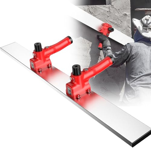 URJWAN Vibrateur De Ciment à Batterie, RèGle Vibrante à Batterie Ithium, Machine Vibrante éLectrique pour BéTon, RèGle De Nivellement De Surface en BéTon De 12 000 TR/Min,Red