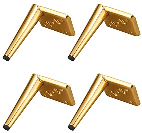 SZLXJMFL Gold Möbelfüße, Mobelbeine Metall 4 Stück Tischbeine Grundhöhe: 13-20cm Konisch Fernsehschrank Beine Sofasfüße Sockelfuß Schränke Möbelfüsse Galvanischer Mit Schrauben-15cm/5.9in