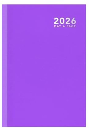 Sixstore Terminplaner 2026, A5, Tagesansicht, farbig, modisch, A5, Tagesplaner, ein Tag pro Seite, Schreibtisch-Tagebuch, Lesebändchen, Violett