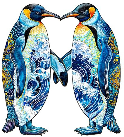 KAAYEE Holzpuzzle Erwachsene Puzzle Holz, EIN Paar Pinguine Wooden Puzzle Unregelmäßige Einzigartige Form Puzzleteile, Holzpuzzle Tierform, Holz Puzzle Mit Geschenkbox Aus Holz