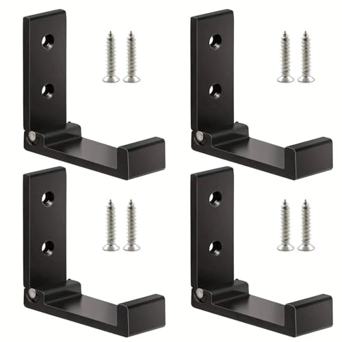 Stück Kleiderhaken Wand 4 Stück Hochleistungs-Klappgarderobenhaken aus Aluminiumlegierung zur Wandmontage for Aufhängen von Mänteln, Handtüchern, Hüten und Taschen Jackenhalter Wand(4pcs black)