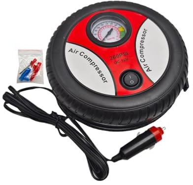 Multifunctional Air Pump, Tire Pump with Pressure Gauge, Portable 12v Air Compressor, Electric Tyre Inflator Air Compressor 12 V Portable Car Air Pump for Motorbikes Balls Balloons