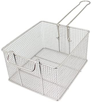 Cesta para Freidora/Cuchara para Espumadera Tamifice de freír acero inoxidable, filtro cuadrado Handilla larga Herramienta de cocción Residuos de aceite Filtro de polvo de café Pasta Freír el drenaje