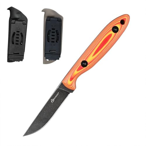SDOKEDC DC53 Stahl messer Feststehende Klinge mit Micarta Griff & Kydex Scheide Jagdmesser für Männer EDC Outdoor Camping Survival (schwarz & Zweifarbig)