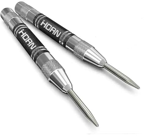 Super Strong Alloy Tungsten Steel Tip 5 Automatic Center Punch - Adjustable Spring Loaded Metal Drill Tool for Woodworking and Marking (2 PCS)