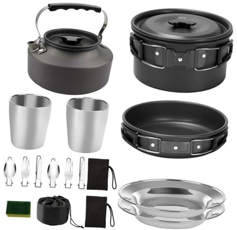 Milisten Cuisson pour Barbecue avec Plaque Vaisselle Et Ustensiles Léger Et Pratique pour Camping Et Randonnée
