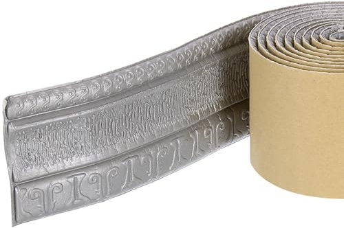 QUARKZMAN Recorte de Moldeo de Espuma Autoadhesiva, Borde de Papel Tapiz Flexible de 3 Pulgadas X 7.54 Pies, Líneas de Borde de Pared 3D de Espuma Para Zócalos de Pared, Color Plata