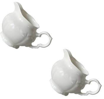 Cabilock 2pièces Carafe Céramique Vintage Grand Pot à Lait Récipient à Sauce Pour Cafés Et Restaurants Capacité Généreuse