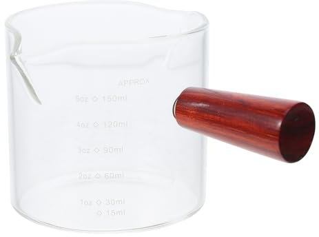 ABOOFAN Vaso De Leche Con Mango De Madera Taza Medidora De Doble Boca Taza De Leche Transparente Para Uso Cocina