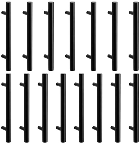 Onperpoe 15 Pack Black Kitchen Cupboard Handles 160mm Kitchen Door Handles Stainless Steel Cupboard Handle for Cabinets Drawers Wardrobes Bathroom Cabinets