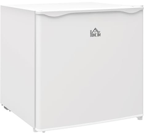 HOMCOM Congelador Vertical 35 L Congelador Pequeño Silencioso con Puerta Reversible Temperatura Ajustable y Estante Extraíble para Casa Oficina Blanco