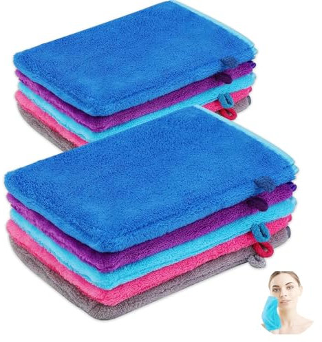 gvivej Waschhandschuh, 10 Stück 15 x 20cm Waschhandschuhe Frottee, Waschlappen Microfaser, Weich Gesichtshandschuh, Wiederverwendbare Frottier (5 Farben)