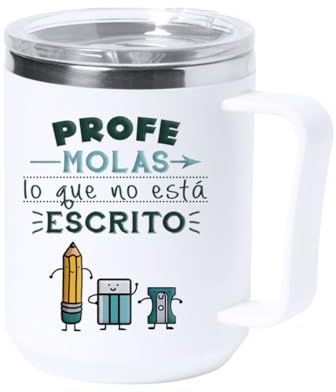 LINFORMAL Taza Térmica Profesora Fin de Curso, Vaso Térmico Acero Inoxidable, Regalo Profe Original para Maestra, Seño o Tutora, Regalos para Profesores - Libre de BPA - Profe molas -