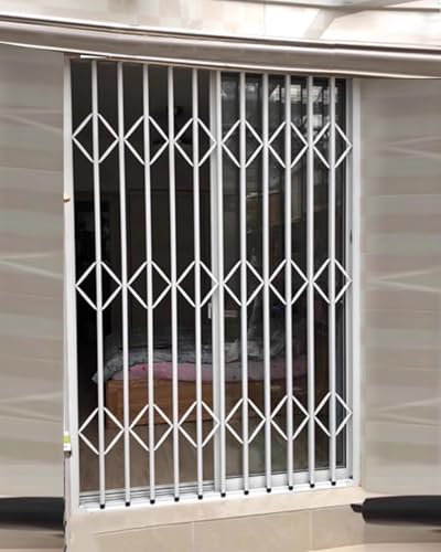 Inferriate per Finestre Estensibile Bianco Grata di Sicurezza Pieghevole, Pesante Inferriata Finestra Pieghevole per Piano Terra/Unità Ac/Scantinato, Recinzione per Porte Scorrevoli Ad Alta Sicurezz