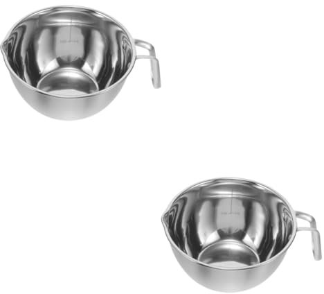 DEARMAMY 2pcs Cheese Melting Pot Stainless Steel Boiler for Butter Kitchen Melting Pot Oil Heating Function for Wax and Chocolate Melter Scenarios
