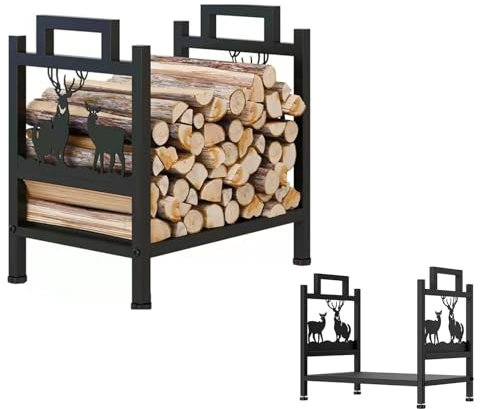 Portalegna da ardere per interni ed esterni, in metallo resistente, per caminetto e giardino, compatto e decorativo, soluzione per la gestione della legna da ardere resistente