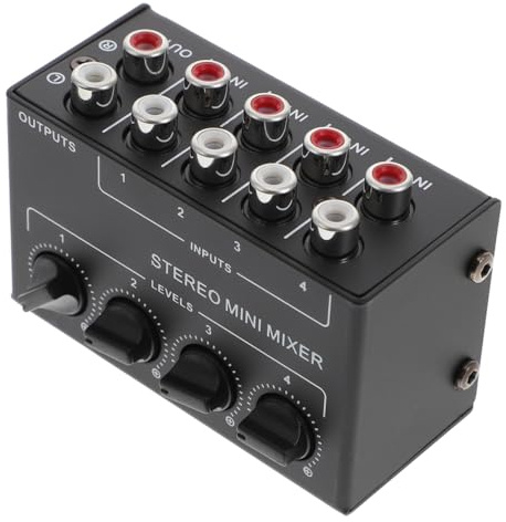 HONITANO Channel Audio Mixer Passive Mixer for Live Streaming Dj Mixing Studio Recording Rca Inputs