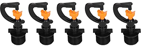 G1 / 2 Rotating Sprinkler Head 5PCS | 8M Spray Diameter for Garden/Greenhouse/Lawn | ABS Plastic Misting Nozzle with Male Thread | Water Saving Irrigation Tool